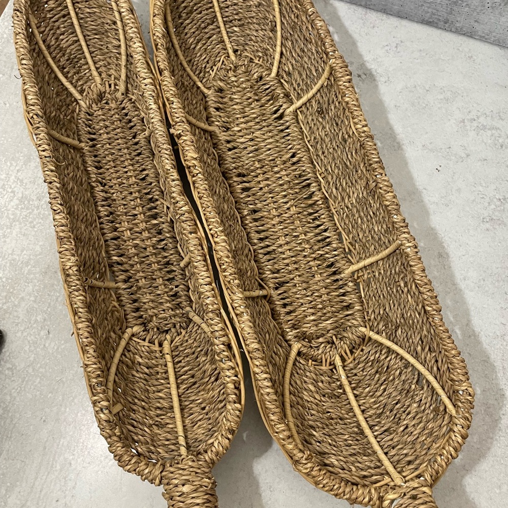 Woven Seagrass Bread or Fruit Skinny Long Tabletop Basket- Lot Of 2 Never Used